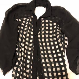 Black & White Button Down Dress Top